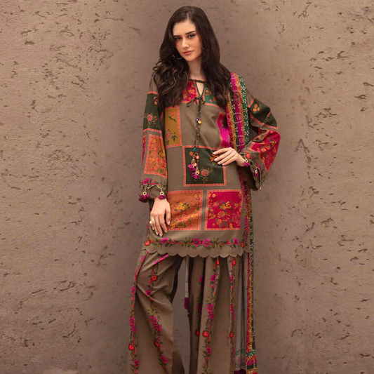 Charizma 3-piece unstitched printed lawn Suit